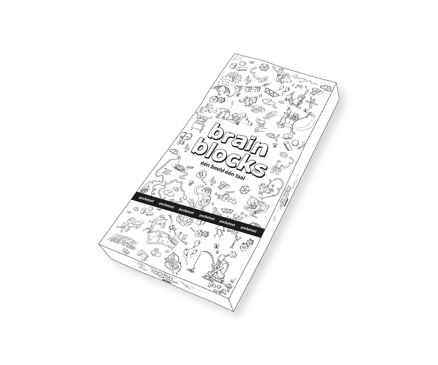 Pocketversie van Brain Blocks Kleine versie met 1 hoofd en set gekleurde blokken